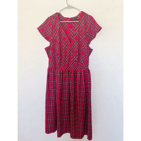 Lane Bryant Cap-Sleeve Fit & Flare Holiday Stewart Plaid Midi Dress 22 - Picture 3 of 9